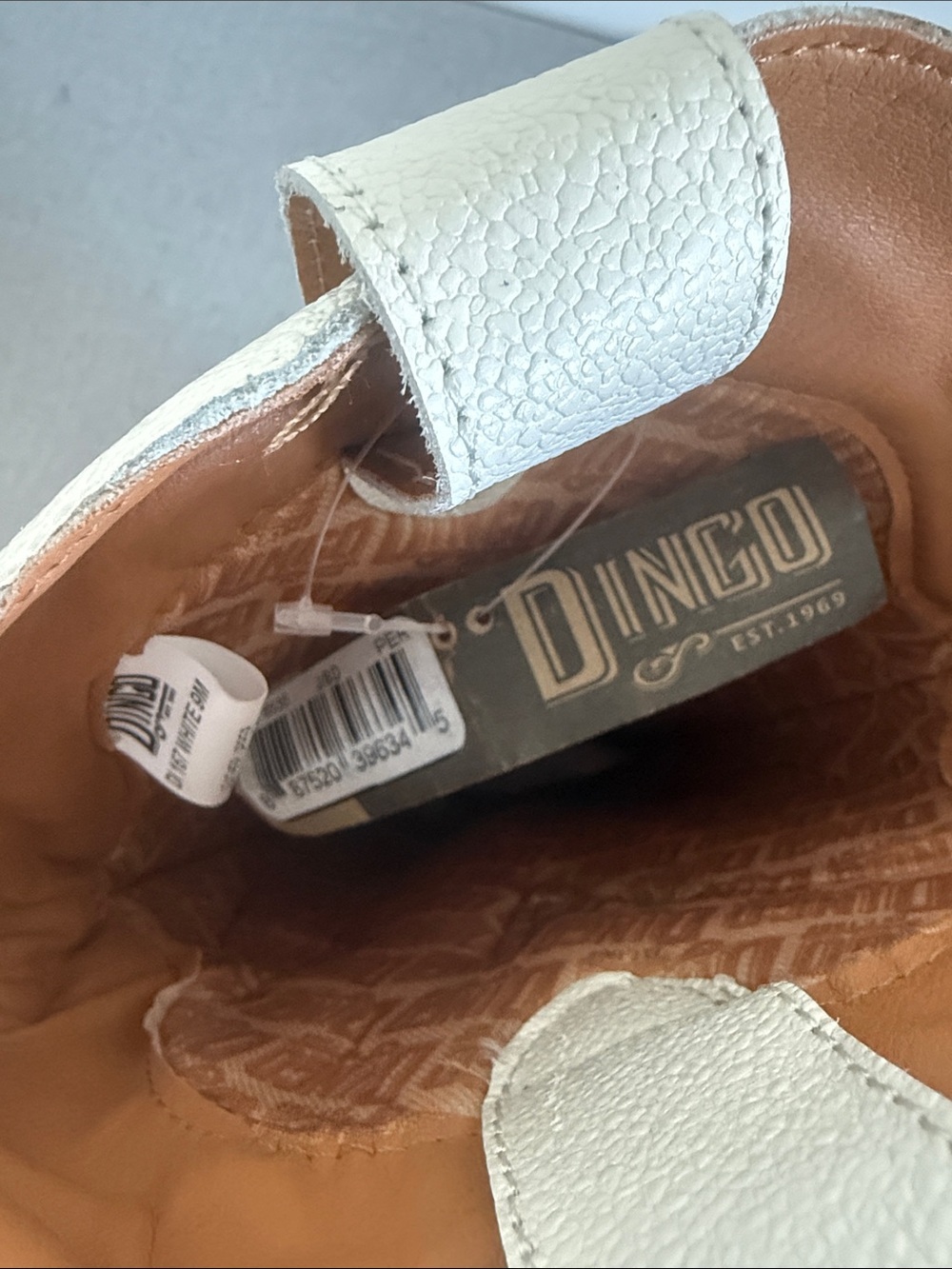 Dingo Raisin Kane leather White Tall Western Cowboy Boots Snip Toe - Picture 14 of 14